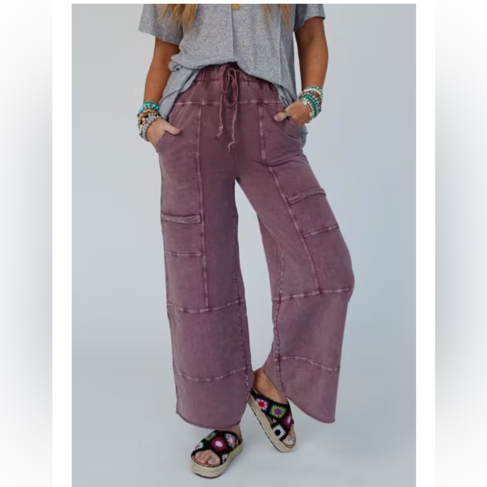 Lucky One Wide Leg Full Pant - Plum